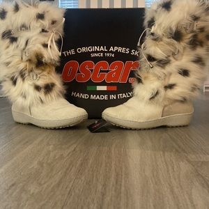 OSCAR SPORT White-Dotted Faux Fur Boots- sz 39 (8/9)